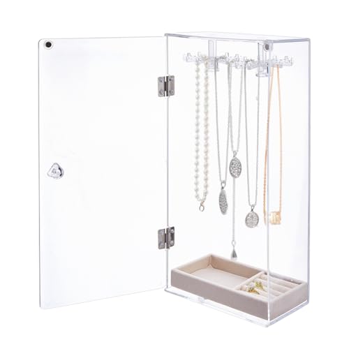 DICOSMETIC Drehbarer Halskettenhalter Organizer Aus Acryl Schmuckorganizer Mit 24 Haken Klarer Staubschutz Schmuckaufbewahrungsbox Mit Samttablett Für Lange Halsketten Anhänger Armbänder DICOSMETIC Drehbarer Halskettenhalter Organizer Aus Acryl Schmuckorganizer Mit 24 Haken Klarer Staubschutz Schmuckaufbewahrungsbox Mit Samttablett Für Lange Halsketten Anhänger Armbänder von DICOSMETIC