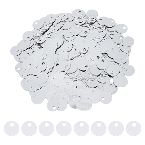DICOSMETIC Flache runde Pailletten, 19 mm, Kunststoff, großes Loch, lose Pailletten, Metallic-Silber, für Stickereien, Brautstricken, Kunst, Handwerk, Schmuckherstellung, 1600 Stück von DICOSMETIC