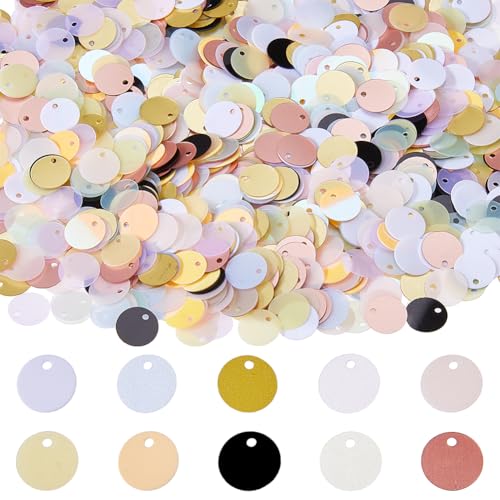 DICOSMETIC Flache runde Pailletten zum Basteln, PVC, 10,5 mm große Pailletten, lose Pailletten für Bastelarbeiten, Nähen, Sticken, Ohrringe, Basteln, 10 Stück, 10 Stück, 10 Stück von DICOSMETIC
