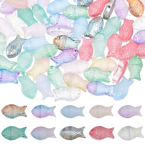 DICOSMETIC Glasperlen in 12 Farben, 15 x 8 x 5 mm, Kristall-Ozean-Tierperlen, hawaiianische Fischperlen, kleine Fischperlen für selbstgemachte Halsketten, Armbänder, Schmuckherstellung, Loch: 1 mm DICOSMETIC Glasperlen in 12 Farben, 15 x 8 x 5 mm, Kristall-Ozean-Tierperlen, hawaiianische Fischperlen, kleine Fischperlen für selbstgemachte Halsketten, Armbänder, Schmuckherstellung, Loch: 1 mm von DICOSMETIC