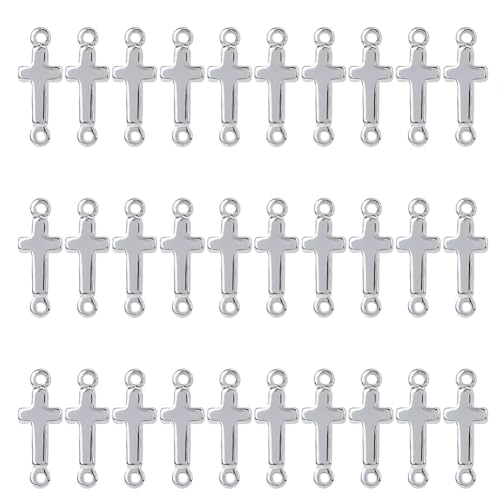 DICOSMETIC Kreuz-Anhänger, 13,5 x 5 mm, Ostern, Messing, platiniert, seitlich, Kreuzanhänger, kleine Kreuzverbinder, Charms für Schmuckherstellung, Loch: 0,8 mm, 30 Stück DICOSMETIC Kreuz-Anhänger, 13,5 x 5 mm, Ostern, Messing, platiniert, seitlich, Kreuzanhänger, kleine Kreuzverbinder, Charms für Schmuckherstellung, Loch: 0,8 mm, 30 Stück von DICOSMETIC