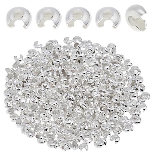 DICOSMETIC Quetschperlen aus Messing, 4 mm, silberfarbene Knoten-Abdeckkappen, halbrund, offene Quetschperlen, Knotenabdeckungen, lose Perlen, Endspitzen für selbstgemachte Halsketten, Armbänder DICOSMETIC Quetschperlen aus Messing, 4 mm, silberfarbene Knoten-Abdeckkappen, halbrund, offene Quetschperlen, Knotenabdeckungen, lose Perlen, Endspitzen für selbstgemachte Halsketten, Armbänder von DICOSMETIC