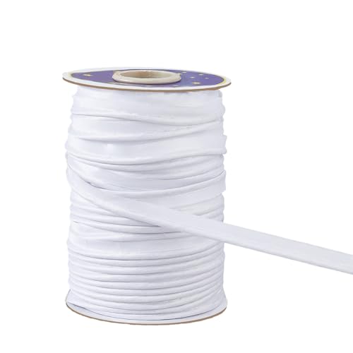 DICOSMETIC Schrägband zum Nähen, Satin-Schrägband, weißes Polyester-Schrägband für Kleidung, Nähen, Heimdekoration und Bastelarbeiten, 11 mm DICOSMETIC Schrägband zum Nähen, Satin-Schrägband, weißes Polyester-Schrägband für Kleidung, Nähen, Heimdekoration und Bastelarbeiten, 11 mm von DICOSMETIC