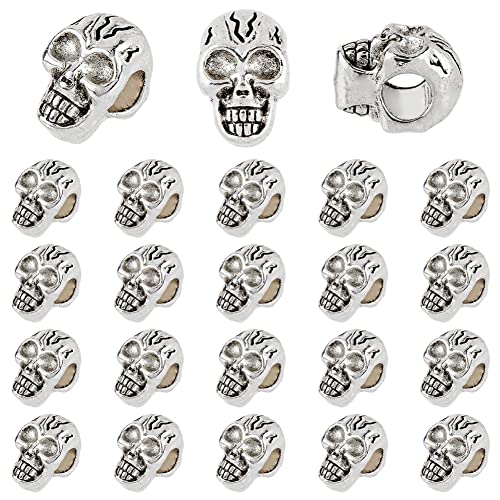 DICOSMETIC Totenkopf-Perlen, Antik-Silber, Skelettknochen, Totenkopf-Abstandshalter, makroporöser Totenkopf-Metallperlen, 5 mm, europäische Perlen, großes Loch, Legierung, Perlen für DICOSMETIC Totenkopf-Perlen, Antik-Silber, Skelettknochen, Totenkopf-Abstandshalter, makroporöser Totenkopf-Metallperlen, 5 mm, europäische Perlen, großes Loch, Legierung, Perlen für von DICOSMETIC