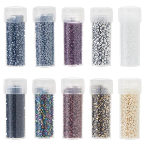 DICOSMETIC Zylinder-Glas-Rocailles, 2 mm, Mini-Glasperlen, rund, Mini-Glasperlen, lose Abstandshalter, Bastelperlen für Armbänder, Halsketten, Ohrringe, Schmuckherstellung, 50 g, 10 Farben DICOSMETIC Zylinder-Glas-Rocailles, 2 mm, Mini-Glasperlen, rund, Mini-Glasperlen, lose Abstandshalter, Bastelperlen für Armbänder, Halsketten, Ohrringe, Schmuckherstellung, 50 g, 10 Farben von DICOSMETIC