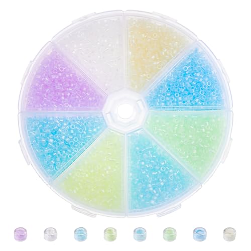 DICOSMETIC Zylinder-Glasperlen, 80 g, 8 Farben, leuchten im Dunkeln, 2,5 mm, kleine Glas-Rocailles, blau, cyan, UV-Armbandperle für DIY-Armbänder, Halsketten, Schmuckherstellung DICOSMETIC Zylinder-Glasperlen, 80 g, 8 Farben, leuchten im Dunkeln, 2,5 mm, kleine Glas-Rocailles, blau, cyan, UV-Armbandperle für DIY-Armbänder, Halsketten, Schmuckherstellung von DICOSMETIC