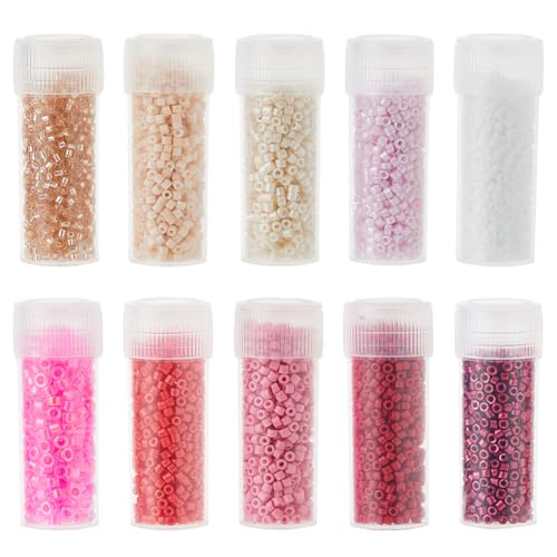 DICOSMETIC Zylinder-Glasperlen, Rocailles, 2 mm, Mini-Glasperlen, rund, Mini-Glasperlen, lose Abstandshalter, Bastelperlen für Armbänder, Halsketten, Ohrringe, Schmuckherstellung, 50 g, 10 Farben DICOSMETIC Zylinder-Glasperlen, Rocailles, 2 mm, Mini-Glasperlen, rund, Mini-Glasperlen, lose Abstandshalter, Bastelperlen für Armbänder, Halsketten, Ohrringe, Schmuckherstellung, 50 g, 10 Farben von DICOSMETIC