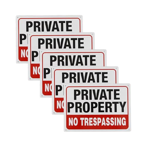 Aluminium-Schilder "Private Property", Aufschrift "Not Trespassing", für sichere Grenzen, einfach zu montieren, für den Außenbereich, Warnschild, 5 Stück von DIEKE