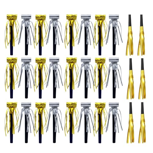 DIEKE 30 Stück Mehrzweck-Blashörner in Gold und Silber, für aufregende Feiern und unvergessliche Feste, Festivals, Squawker von DIEKE