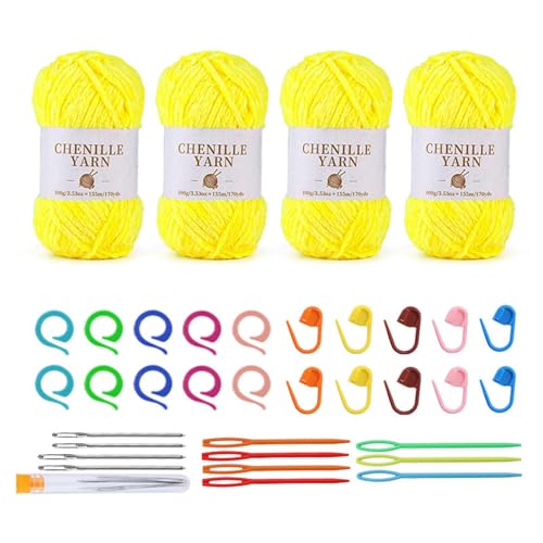 DIEKE 4-teiliges Plüsch-Häkelgarn-Set für Häkelprojekte, weiches Babydeckengarn mit großer Öse und Strickmaschine zum Häkeln DIEKE 4-teiliges Plüsch-Häkelgarn-Set für Häkelprojekte, weiches Babydeckengarn mit großer Öse und Strickmaschine zum Häkeln von DIEKE