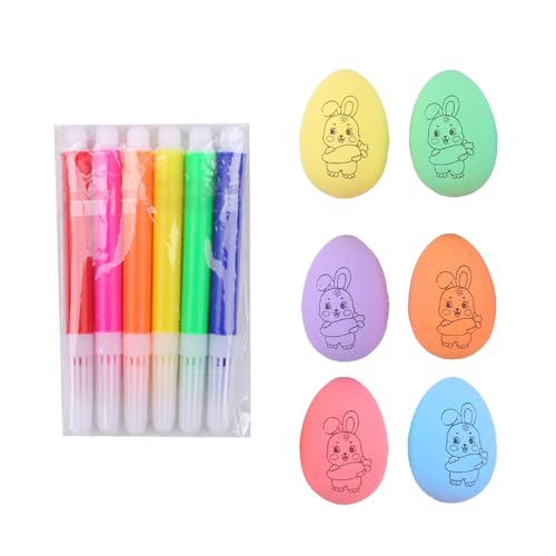 DIEKE 6 bemalbare Basteleier mit 6 Farben Aquarellstift, Kinder-Malerei-Set für Heimdekoration und Kunstprojekte, Schaumstoffeier von DIEKE