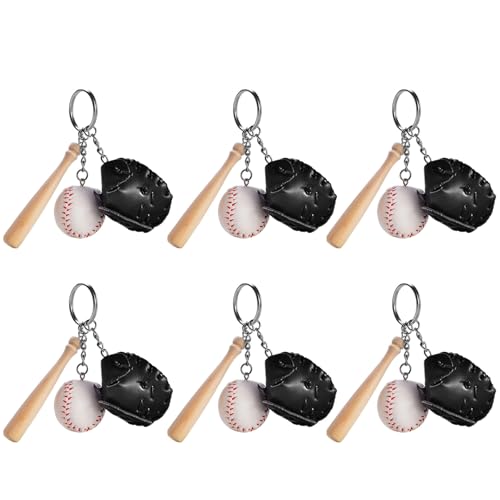 DIEKE Baseball-Schlüsselanhänger, Baseball-Halter, Schlüsselanhänger für Kinder, Geburtstag, Party, Weihnachten, Strumpffüller, Leder, 6 Stück DIEKE Baseball-Schlüsselanhänger, Baseball-Halter, Schlüsselanhänger für Kinder, Geburtstag, Party, Weihnachten, Strumpffüller, Leder, 6 Stück von DIEKE