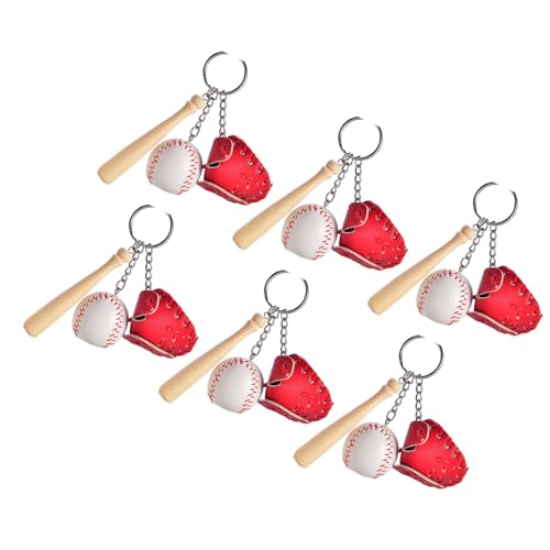 DIEKE Baseball-Schlüsselanhänger, Baseball-Halter, Schlüsselanhänger für Kinder, Geburtstag, Party, Weihnachten, Strumpffüller, Leder, 6 Stück DIEKE Baseball-Schlüsselanhänger, Baseball-Halter, Schlüsselanhänger für Kinder, Geburtstag, Party, Weihnachten, Strumpffüller, Leder, 6 Stück von DIEKE