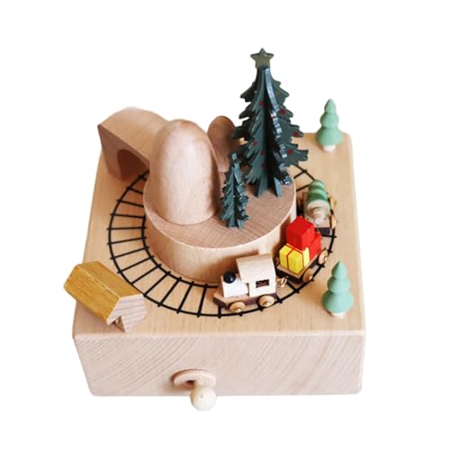 DIEKE Drehbare Holzfigur Spieluhr Spieluhr Ornament für Wohnzimmer Schlafzimmer Tischdekoration Handarbeit Musik von DIEKE