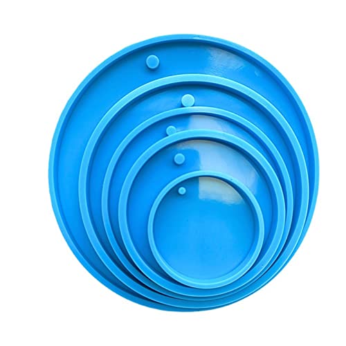 Silikonform für Schlüsselanhänger, rund, mit Loch, für Anhänger, Halsketten, Ohrringe, Epoxidharz, 5 Stück Silikonform für Schlüsselanhänger, rund, mit Loch, für Anhänger, Halsketten, Ohrringe, Epoxidharz, 5 Stück von DIEKE
