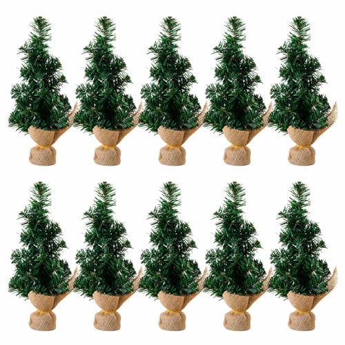 Verwenden Sie freundliche Miniatur-Weihnachtsbaum-Festival-Miniatur-Sackleinen-Tisch-Weihnachtsbaum-Dekoration für Partys, handgefertigte Tischplatte von DIEKE