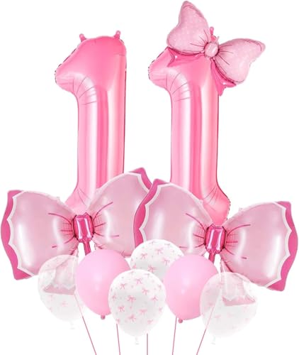 11 PCS Geburtstagsdeko 11 Jahr, 11 Jahr Geburtstag Mädchen, Luftballon 11. Geburtstags, Deko 11. Geburtstags Mädchen, Geeignet für Mädchengeburtstagspartys, Rosa Themenpartyss von DIELIANHUA