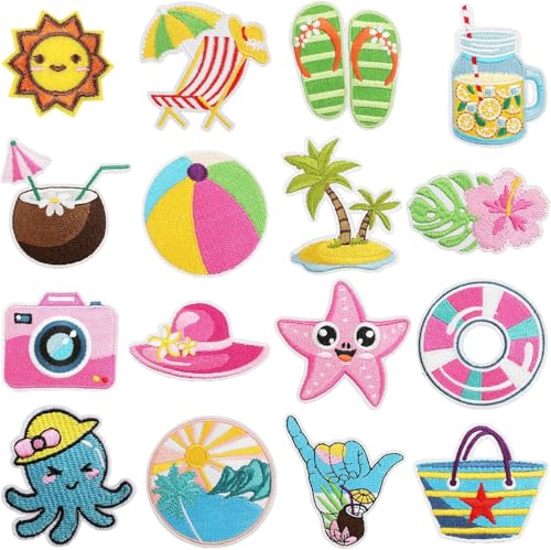 16 PCS Patches zum Aufbügeln Sommerstrand-Thema, Aufnäher zum Aufbügeln Sommer, Flicken zum Aufbügelns, Stoffflicken zum Aufbügelns, Geeignet Als DIY-Zubehör für Hüte, Kleidung, Jeans, Rucksäcke 16 PCS Patches zum Aufbügeln Sommerstrand-Thema, Aufnäher zum Aufbügeln Sommer, Flicken zum Aufbügelns, Stoffflicken zum Aufbügelns, Geeignet Als DIY-Zubehör für Hüte, Kleidung, Jeans, Rucksäcke von DIELIANHUA