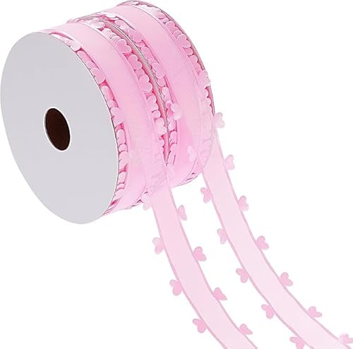 2 PCS Herzen Organzaband, 25MM x 18M Herz Geschenkband, Herzband Organza Bänder, Tüllband Dekoband für Auto Hochzeit Deko, Partydekoration, Valentinstag, Haarschleife DIY/Rosa+ Rosa 2 PCS Herzen Organzaband, 25MM x 18M Herz Geschenkband, Herzband Organza Bänder, Tüllband Dekoband für Auto Hochzeit Deko, Partydekoration, Valentinstag, Haarschleife DIY/Rosa+ Rosa von DIELIANHUA