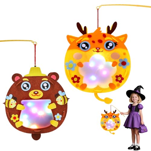 2 PCS Kinder Laterne, LED Laterne Halloween Kinder, Neu ab 2025 Halloween Deko Laternen, Hirsch und Bär Laternen Bastelset, Passend für Halloweens, Martinstag und Weihnachten 2 PCS Kinder Laterne, LED Laterne Halloween Kinder, Neu ab 2025 Halloween Deko Laternen, Hirsch und Bär Laternen Bastelset, Passend für Halloweens, Martinstag und Weihnachten von DIELIANHUA