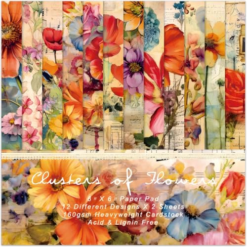 24 PCS Scrapbook Papier, Decoupage Papier, Designpapier, Vintage Papier, Scrapbooking Papier, Dekopapier, Geeignet für DIY-Scrapbooking, Grußkarten, Hintergrundkarten, Tagebücher/A von DIELIANHUA