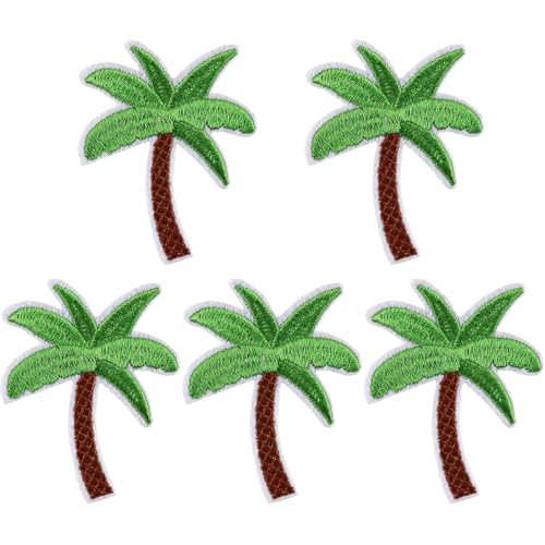 5 PCS Patches zum Aufbügeln Palmen, Aufnäher zum Aufbügeln, Sommerstrand-Thema Flicken zum Aufbügelns, Stoffflicken zum Aufbügelns, Geeignet Als DIY-Zubehör für Hüte, Kleidung, Jeans, Rucksäcke von DIELIANHUA