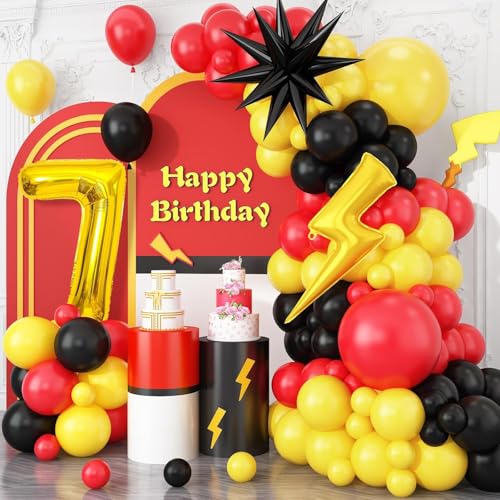 Luftballon 7. Geburtstag, 95 Stück Rot Schwarz Gelb Balloons, 7 Jahr Geburtstag, Deko 7. Geburtstags, Geburtstagsdeko 7 Jahr, für Jungen Mädchen Party Dekoration Luftballon 7. Geburtstag, 95 Stück Rot Schwarz Gelb Balloons, 7 Jahr Geburtstag, Deko 7. Geburtstags, Geburtstagsdeko 7 Jahr, für Jungen Mädchen Party Dekoration von DIELIANHUA