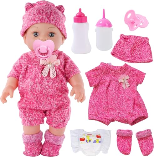 Puppenkleidung 35-43 cm, Kleidung Outfits für Baby Puppen, Baby Puppe Kleidung mit Baby Langarm Bodys, Mantel, Socken, Magische Flasche, Schnuller und Windel, Baby Puppe Zubehör für Kinder ab 3 Jahren Puppenkleidung 35-43 cm, Kleidung Outfits für Baby Puppen, Baby Puppe Kleidung mit Baby Langarm Bodys, Mantel, Socken, Magische Flasche, Schnuller und Windel, Baby Puppe Zubehör für Kinder ab 3 Jahren von DIELIANHUA