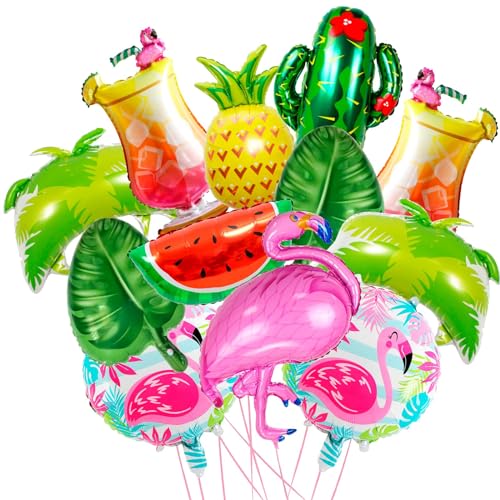 12 Stück Hawaii Folienballon, Riesen Hawaii Luftballons, Flamingo Kokosnuss Baum Ananas Luftballons, Sommerparty Helium Ballon, für Geburtstags Party Sommer Tropical Strandparty 12 Stück Hawaii Folienballon, Riesen Hawaii Luftballons, Flamingo Kokosnuss Baum Ananas Luftballons, Sommerparty Helium Ballon, für Geburtstags Party Sommer Tropical Strandparty von DIELOVEHUA