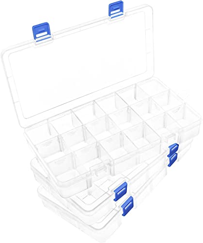 DIFIT Sortierboxen Plastik Aufbewahrungsbox Fächer Sortierkasten Kleinteilebox Für Kleinteile,Perlen,Schmuck,Ohrringe(18 Fäche X 3 Stücken) von DIFIT