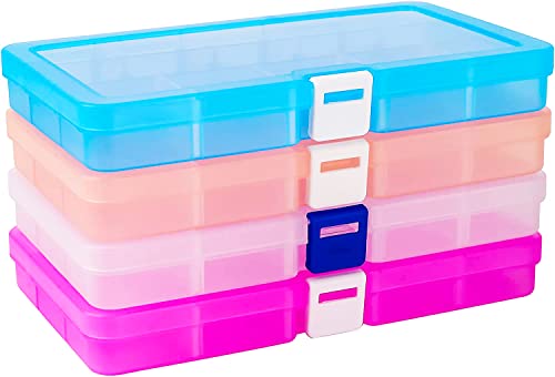 DIFIT Sortierboxen für kleinteile,Plastik Aufbewahrungsbox,Sortierbox Fächer Kleinteilebox,Diamond Painting Zubehör Sortierbox Kleinteile (15 Fächer,Farben x 4) von DIFIT