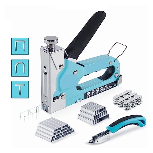 Nagelpistole, 3-in-1-Nagelpistole, DIY-Möbelbau, Hefter, Polstertacker mit 3000 Heftklammern, Heimdekoration, Tischlerwerkzeuge(With 3000 Staples) von DIGNIFE
