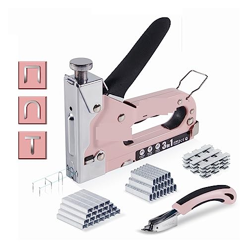 Nagelpistole, 3-in-1-Nagelpistole, DIY-Möbelbau, Hefter, Polstertacker mit 3000 Heftklammern, Heimdekoration, Tischlerwerkzeuge(With 3000 Staples-01) von DIGNIFE