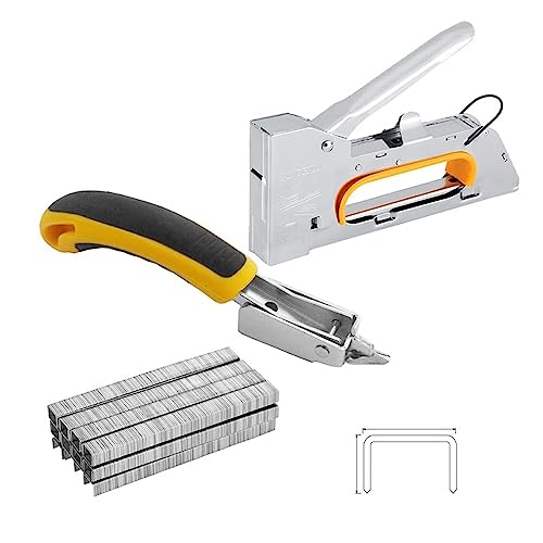 Nagelpistole, Tacker, 3-in-1-Hochleistungstacker mit Heftklammerentferner und Nägeln, manueller Tacker for Befestigen von Polstermöbeln(1SET) von DIGNIFE