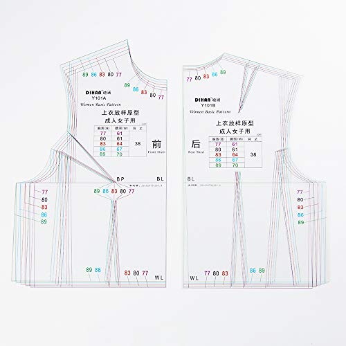 DIHAN #Y101 Mehrfarbiges Lineal für das Herstellen von Mustern, zum Nähen, für Quilten, Kleidungsstücke, Lineal von DIHAN
