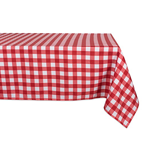 DII 100% Polyester, auslaufsicher und wasserdicht, maschinenwaschbar, Tischdecke für den Außenbereich, 152,4 x 304,8 cm, rot kariert, für 10 bis 12 Personen von DII