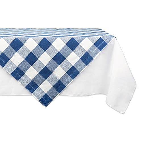 DII Buffalo Check Collection Klassische Bauernhaus-Tischdecke, Baumwolle, Marineblau und Creme, 40" x 40" (Square) von DII