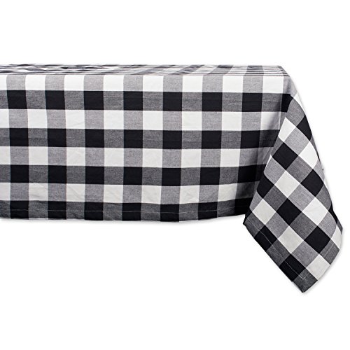 DII Buffalo Check Collection Klassische Bauernhaus-Tischdecke, Baumwolle, Schwarz und Weiß, 104" x 60" (Rectangular) von DII