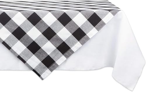 DII Buffalo Check Collection Klassische Bauernhaus-Tischdecke, Baumwolle, Schwarz und Weiß, 40" x 40" (Square) von DII