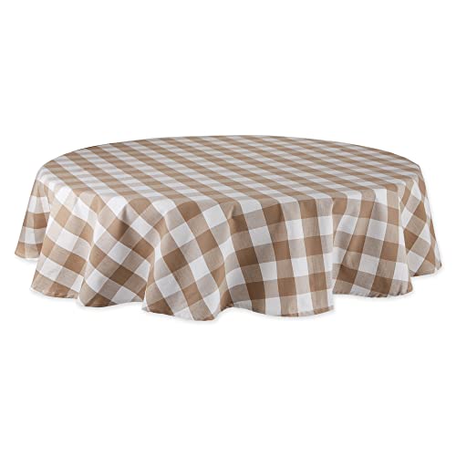 DII Buffalo Check Collection Klassische Bauernhaus-Tischdecke, Baumwolle, Stein, Tablecloth, 70" Round von DII