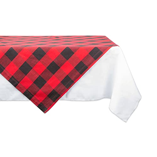 DII Buffalo Check Collection Klassische Bauernhaus-Tischdecke, Baumwolle, rot/schwarz, 40" x 40" (Square) von DII