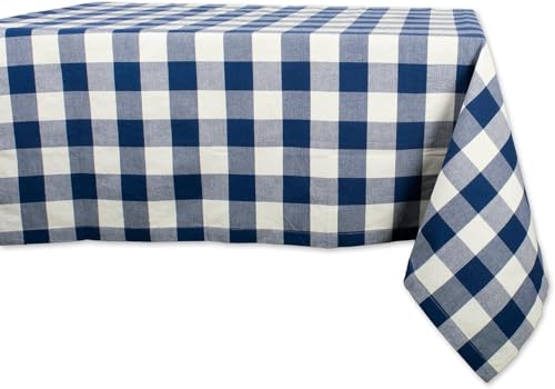 DII Buffalo Check Collection Klassische Tischdecke mit Bauernhaus-Motiv, Baumwolle, Marineblau und cremefarben, 52" x 52" (Square) von DII