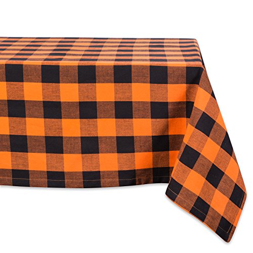 DII Buffalo Check Collection Klassische Bauernhaus-Tischdecke, Baumwolle, Orange und Schwarz, Tablecloth, 60x104 von DII