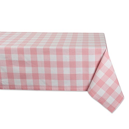 DII Buffalo Check Collection Klassische Tischdecke mit Bauernhaus-Motiv, Baumwolle, pink/weiß, 104" x 60" (Rectangular) von DII