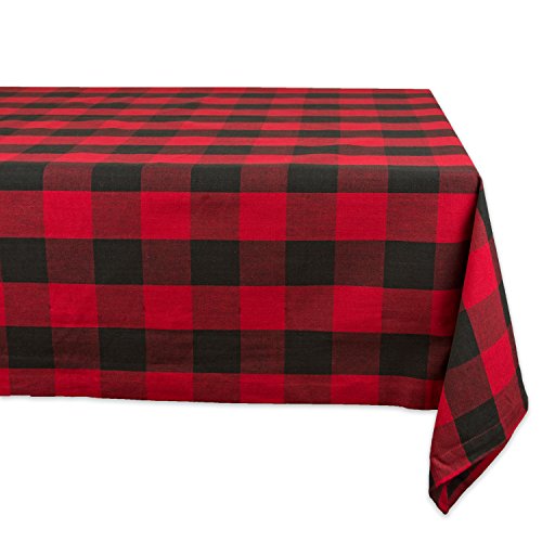 DII Buffalo Check Collection Klassische Tischdecke mit Bauernhaus-Motiv, Baumwolle, rot/schwarz, Tablecloth, 52x52 von DII