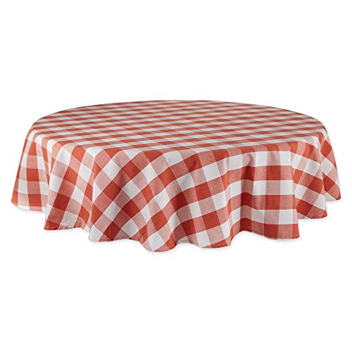 DII Buffalo Check Collection Klassische Tischdecke mit Bauernhaus-Motiv, Baumwolle, Rot (Vintage Red), Tablecloth, 70" Round von DII