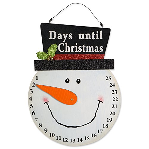 DII CAMZ37850 Adventskalender Aufhängen für die Feiertage Holz Wand & Tür Dekoration, Schneemann-Countdown, 16.5x12.75x1 von DII