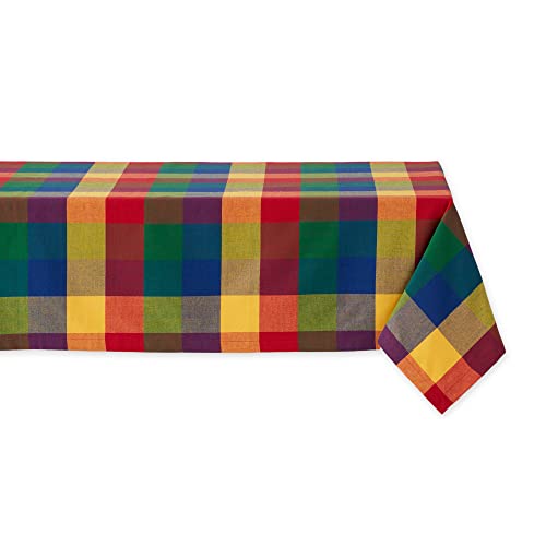 DII Checkered Collection Tabletop, Tablecloth, 52x52, Summer Check von DII
