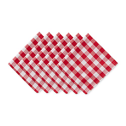 DII Checkered Tabletop Collection 100% Baumwolle, maschinenwaschbar, rot, Napkin Set, 20x20, 6 von DII
