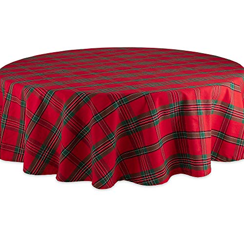 DII Farmhouse Christmas Plaid Esstisch & Küchendekoration, Baumwolle, rot/grün, 70" (Round) DII Farmhouse Christmas Plaid Esstisch & Küchendekoration, Baumwolle, rot/grün, 70" (Round) von DII